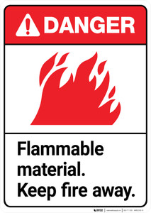 Danger: Flammable Material Keep Fire Away ANSI - Wall Sign